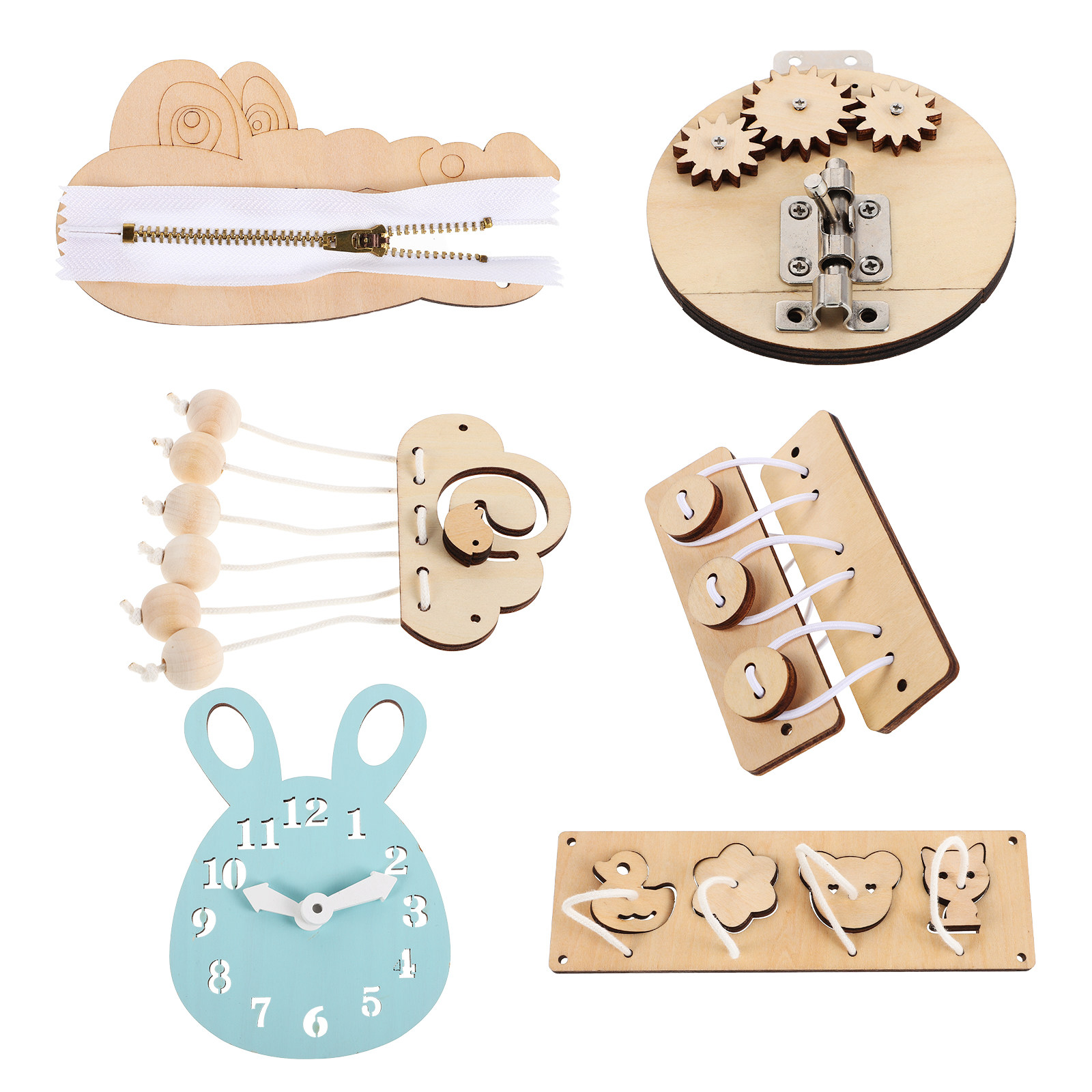 6Pcs Wooden Sensory Busy Board - Montessori Wooden Busy Board Toddler 评论和价格